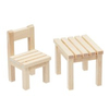BLMINIATURES 1:12 - 1" Scale Dollhouse Miniature Season Decoration Christmas Set of Miniature Chair & Table (Natural Wood, 2-Piece)