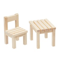 BLMINIATURES 1:12 - 1" Scale Dollhouse Miniature Season Decoration Christmas Set of Miniature Chair & Table (Natural Wood, 2-Piece)