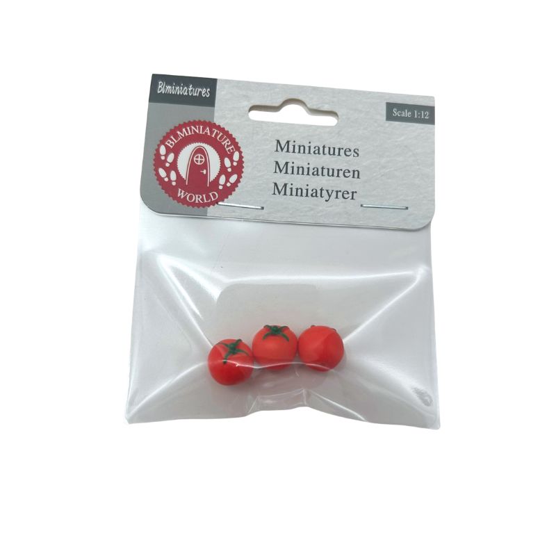 blminiatures 1:12 Scale Dollhouse Miniature Tomatoes - 3pcs Tiny Vegetables for Dollhouse Kitchen Decor