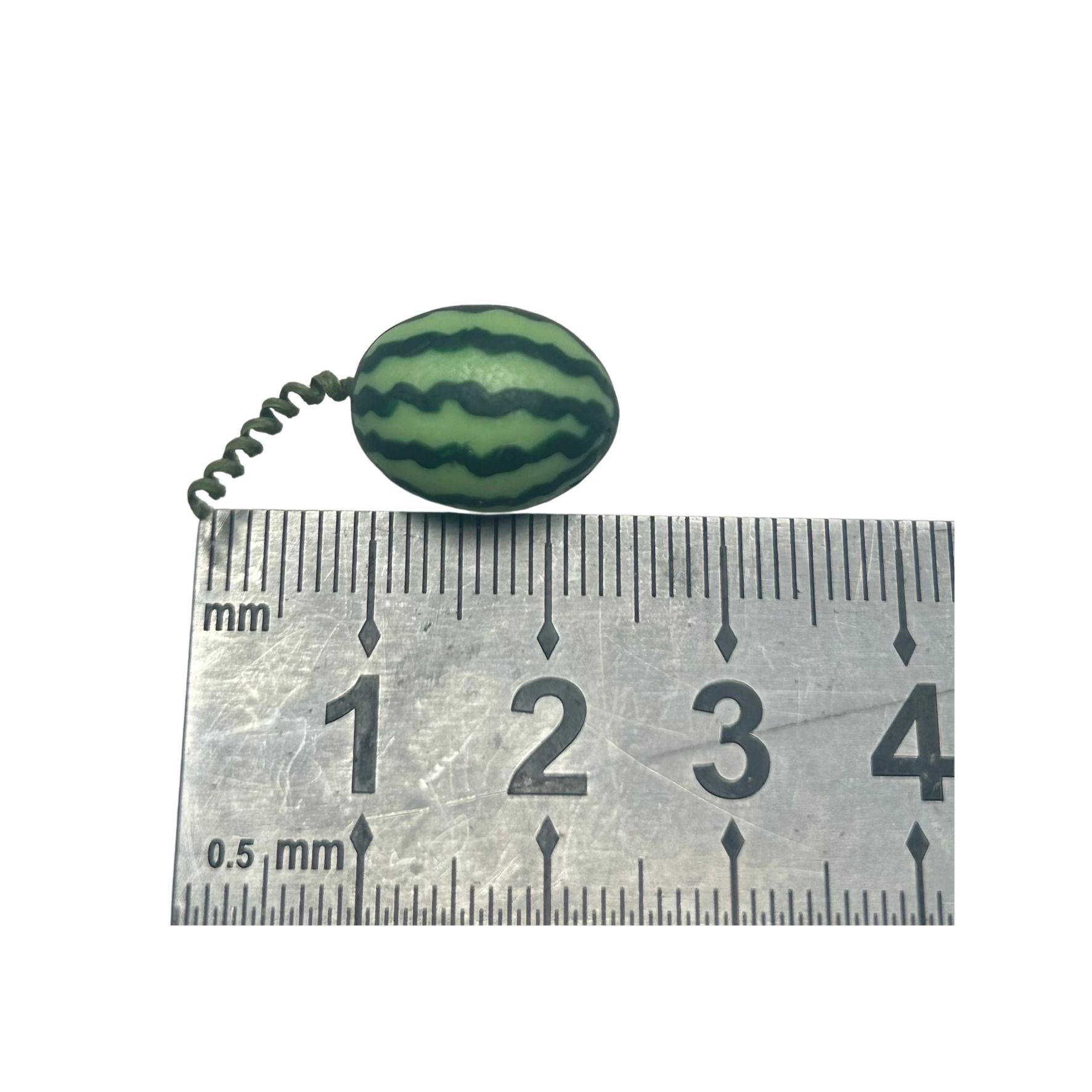 Blminiatures 1:12 Scale Dollhouse Miniature Watermelon with Stem - 1pc Tiny Whole Fruit (1.2cm) for Dollhouse Kitchen Decor