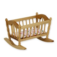 BLMINIATURES 1:12 - 1" Scale Dollhouse Miniature Season Decoration Christmas Miniature Light Oak Cradle with Mattress (Light Oak, 9 x 6.5 x 6cm)