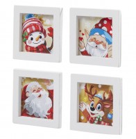 BLMINIATURES 1:12 - 1" Scale Dollhouse Miniature Season Decoration Christmas Set of Miniature Christmas Pictures (4-Piece, 3cm)