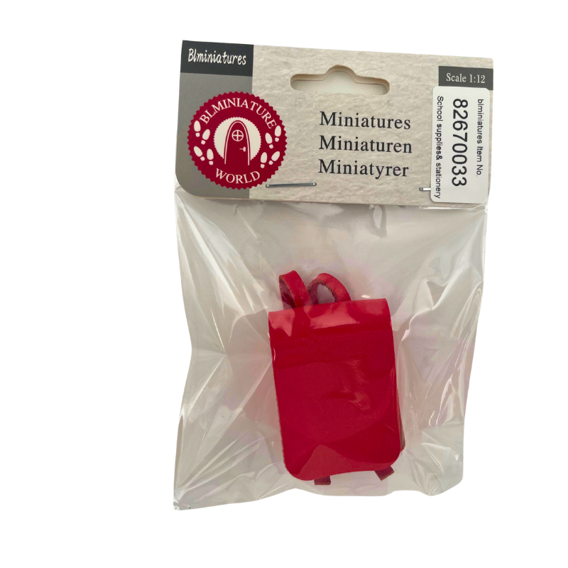 BLMINIATURES 1:12 - 1" Scale Dollhouse Miniature School Supplies & Stationery Miniature Red Backpack