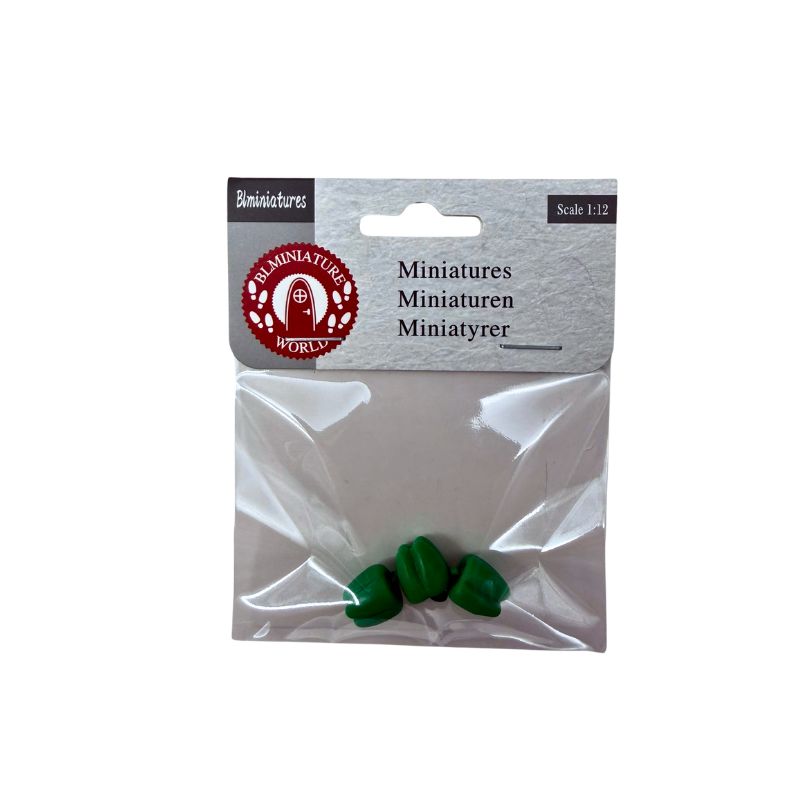 blminiatures 1:12 Scale Dollhouse Miniature Green Bell Peppers - 3pcs Tiny Vegetables for Dollhouse Kitchen Decor
