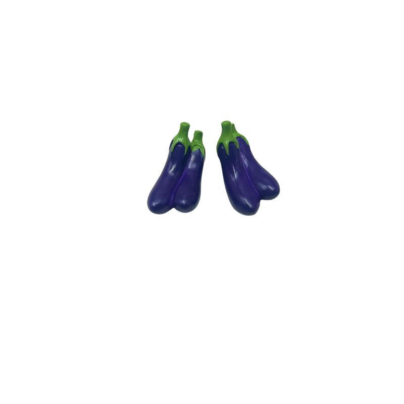 blminiatures 1:12 Scale Dollhouse Miniature Eggplants - 2pcs Twin-Bunch Style Vegetables for Dollhouse Kitchen Decor