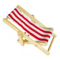 BLMINIATURES 1:12 - 1" Scale Dollhouse Miniature Season Decoration Christmas Miniature Large Red & White Deck Chair (Red & White, 7 x 3.5cm)