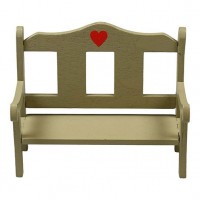 BLMINIATURES 1:12 - 1" Scale Dollhouse Miniature Season Decoration Christmas Miniature Green Wooden Bench with Red Heart (Green & Red, 10 x 4.5cm)