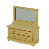 BLMINIATURES 1:12 - 1" Scale Dollhouse Miniature Season Decoration Christmas Miniature Dressing Table (Natural Wood, with Drawers, 11.5cm)