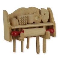 BLMINIATURES 1:12 - 1" Scale Dollhouse Miniature Season Decoration Christmas Miniature Shelf with Kitchen Utensils (Natural Wood, 6 x 2.5 x 3.5cm)