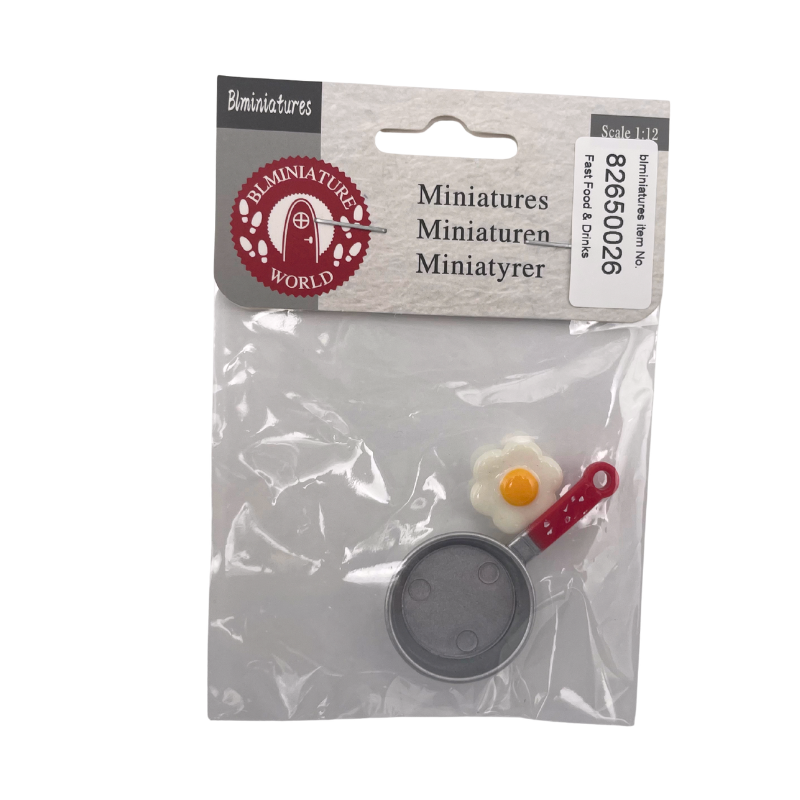 BLMINIATURES 1:12 - 1" Scale Dollhouse Miniature Frying Pan with Fried Egg