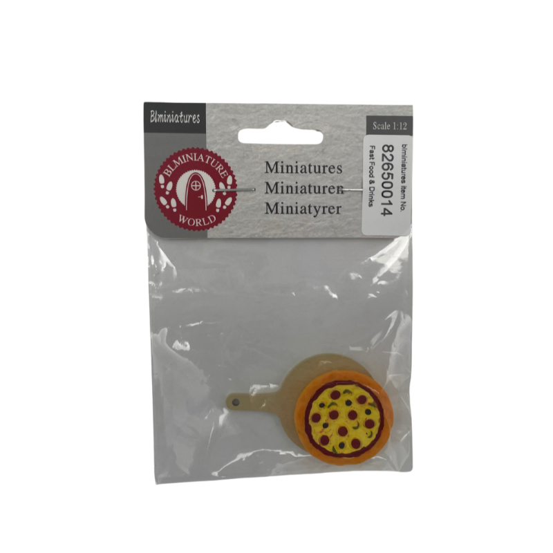 BLMINIATURES 1:12 - 1" Scale Dollhouse Miniature Pizza with Wooden Pizza Peel