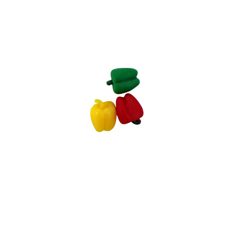 blminiatures 1:12 Scale Dollhouse Miniature Mixed Bell Peppers - 3pcs (Red, Green, Yellow) Tiny Vegetables for Dollhouse Kitchen Decor