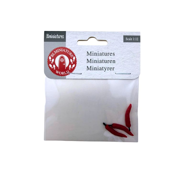 blminiatures 1:12 Scale Dollhouse Miniature Red Chili Peppers - 3pcs Tiny Vegetables for Dollhouse Kitchen Decor