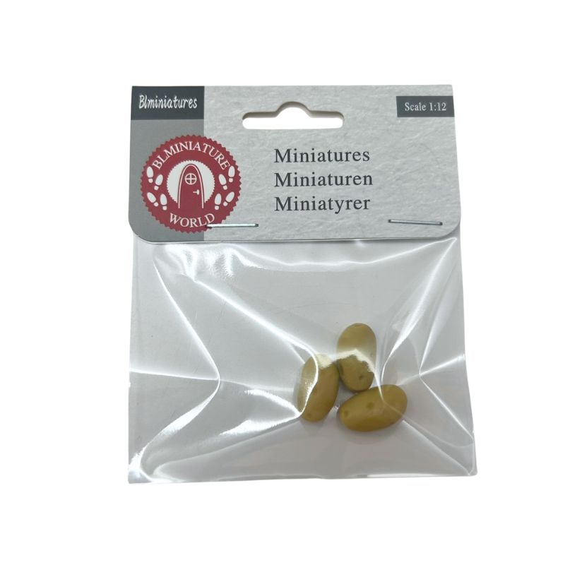 blminiatures 1:12 Scale Dollhouse Miniature Potatoes - 3pcs Tiny Vegetables for Dollhouse Kitchen Decor